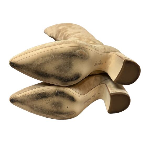 Sam Edelman Hutton  Over-The-Knee Boot Suede Tan Leather Pull On Heeled 8 - Picture 7 of 11